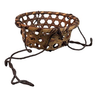 Japanese Bamboo Hanging Basket, 1950s For Sale
