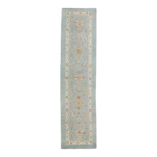 Modern Turkish Oushak Rug 3' x 12'1" For Sale