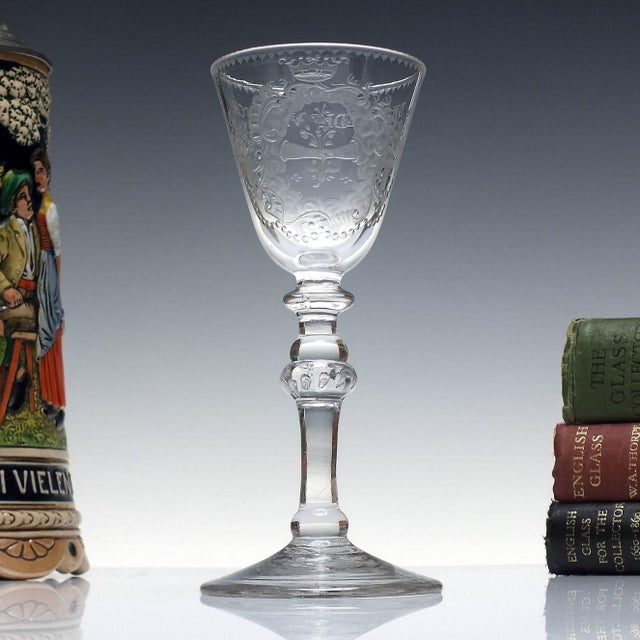 Antique Engraved Light Baluster Wine Glass, 1750 For Sale - Image 10 of 10