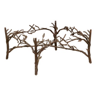Midcentury French Iron Twig Coffee Table Base with Cross Stretcher For Sale