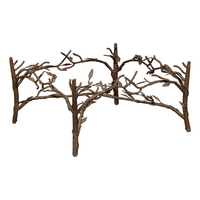Midcentury French Iron Twig Coffee Table Base with Cross Stretcher For Sale