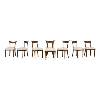 Set of 8 French Directoire Walnut Dining Chairs, Early 19th Century For Sale