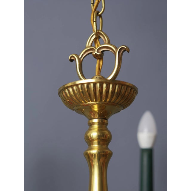 Empire Brass Ten-Arm Chandelier, France, 1970 For Sale - Image 9 of 16