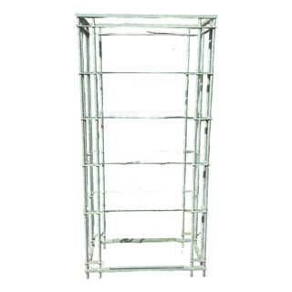Étagère in the Style of Walter Lamb Iron and Glass For Sale