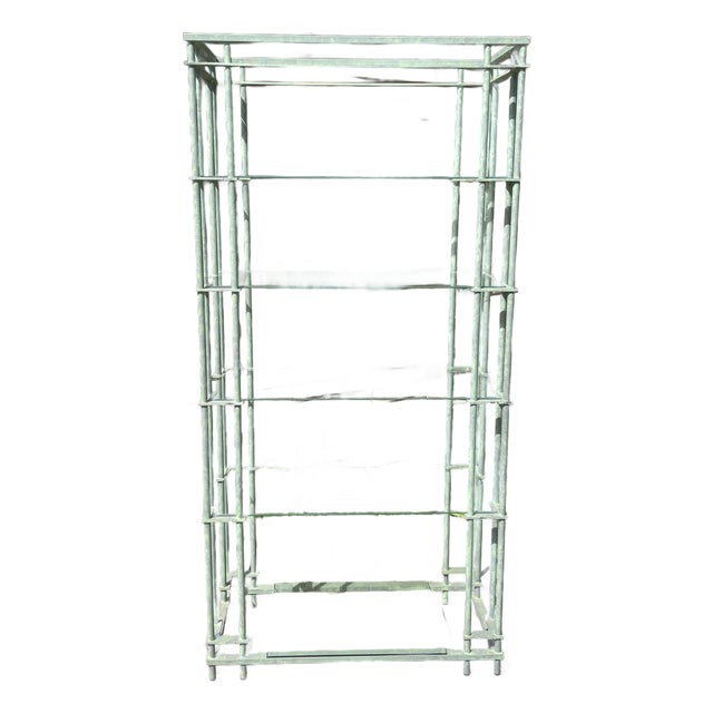 Étagère in the Style of Walter Lamb Iron and Glass For Sale