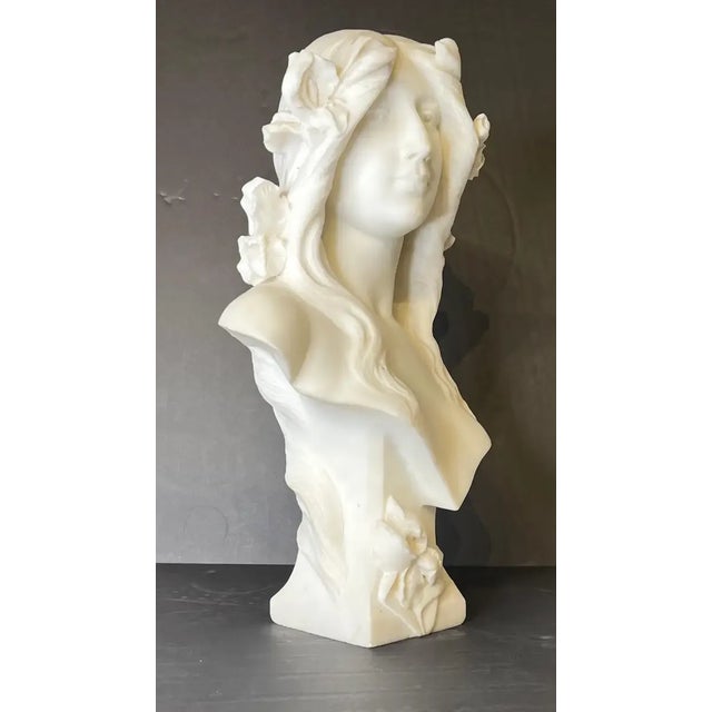 Art Nouveau Late 19th Century French Art Nouveau Period Marble Bust of Female Beauty For Sale - Image 3 of 10