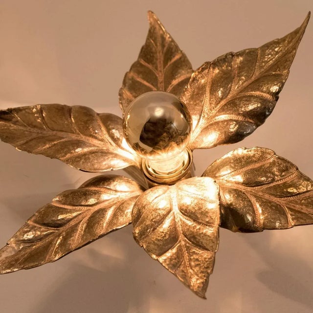 Willy Daro Brass Flowers Wall Light from Willy Daro, 1970s For Sale - Image 4 of 13