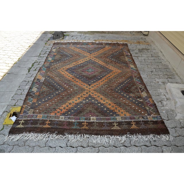 1960s Home Living Vintage Turkish Kilim Rug For Sale - Image 11 of 11