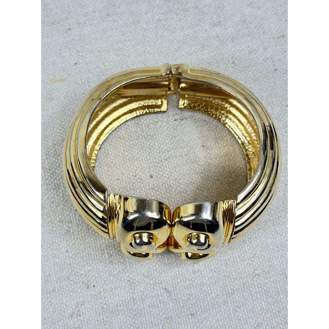 Vintage Greek Revival Ionic Column Gold-Tone Clamper Cuff Bracelet For Sale - Image 4 of 7