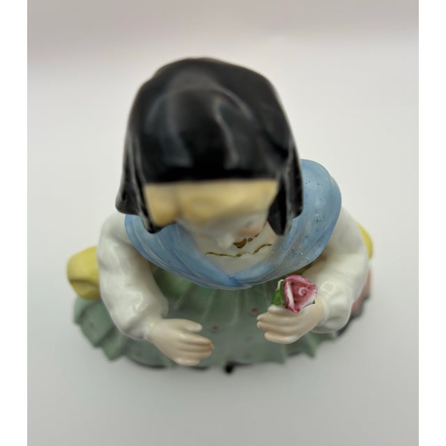 Vintage Ardalt Lenwile Porcelain Figurine of Woman Holding Flower, Japan For Sale In Dallas - Image 6 of 7