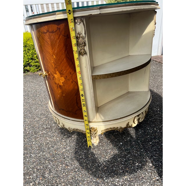 Vintage Italian-Style Marquetry Round Accent Table / Nightstand With Storage For Sale - Image 4 of 12