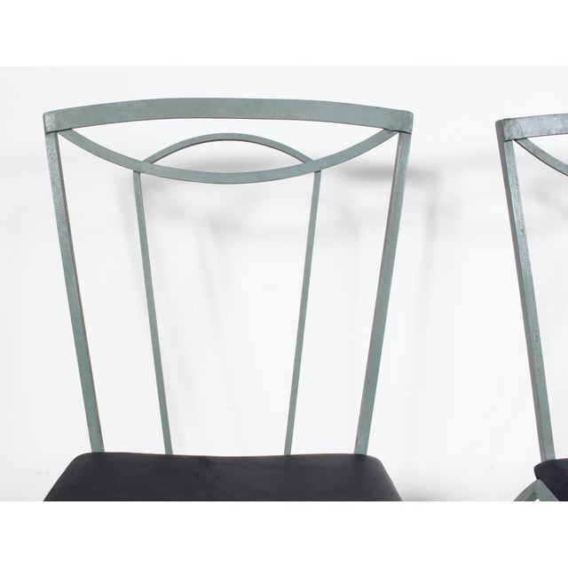 Verdigris Set of 4 Tempestini for Salterini Wrought Iron Dining Side Chairs, C. 1940 For Sale - Image 8 of 12