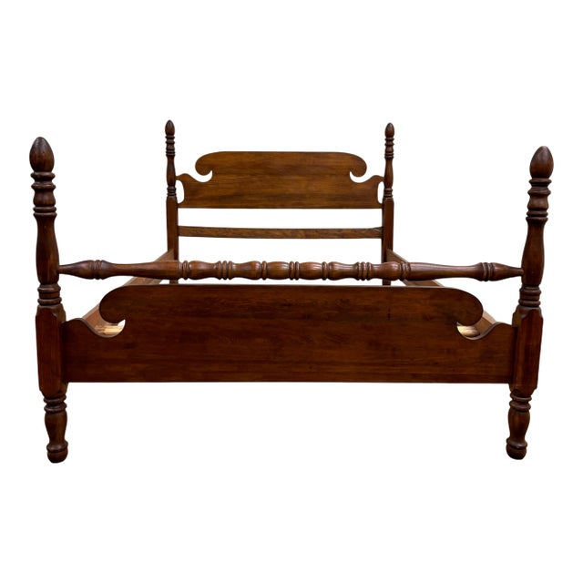 Vintage Full Size Duncan Phyfe Style Traditional Low Poster Bed For Sale