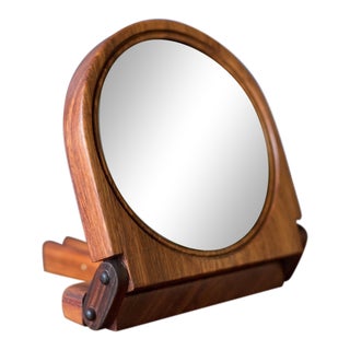 Vintage Studio Koa Wood Foldable Mirror For Sale