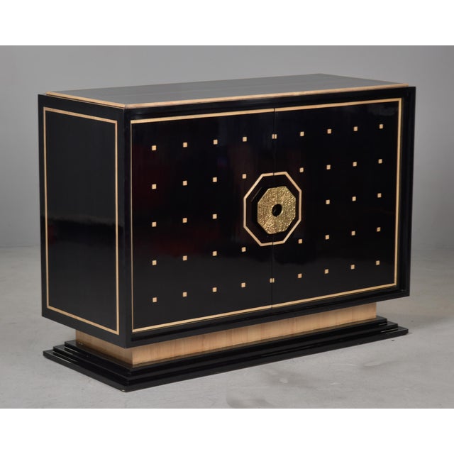 Art Deco Italian 1980s Deco Inspired Black and Birch Cabinet For Sale - Image 3 of 12