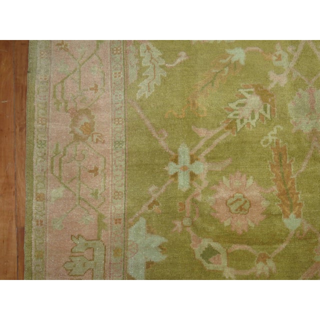Green 19th Century Light Green Antique Oushak Rug - 6'3" x 9' For Sale - Image 8 of 9