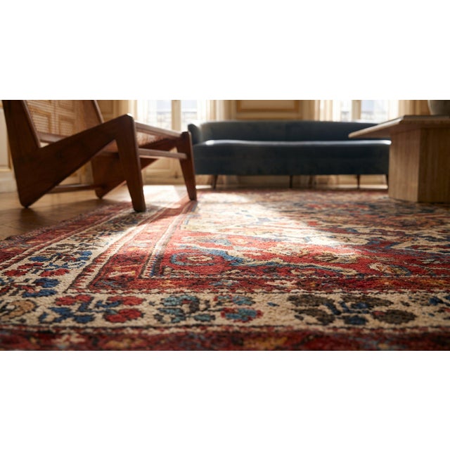 Ivory 1920s Ivory Red Medallion Antique Persian Bakhtiari Rug 4'6" X 7'2" Handknotted Wool Carpet For Sale - Image 8 of 9