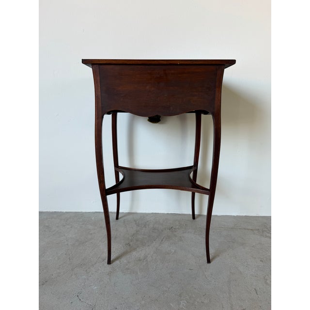Antique French Louis XV Style Wood Lamp Table or Nightstand With Keyed Drawer For Sale - Image 9 of 12