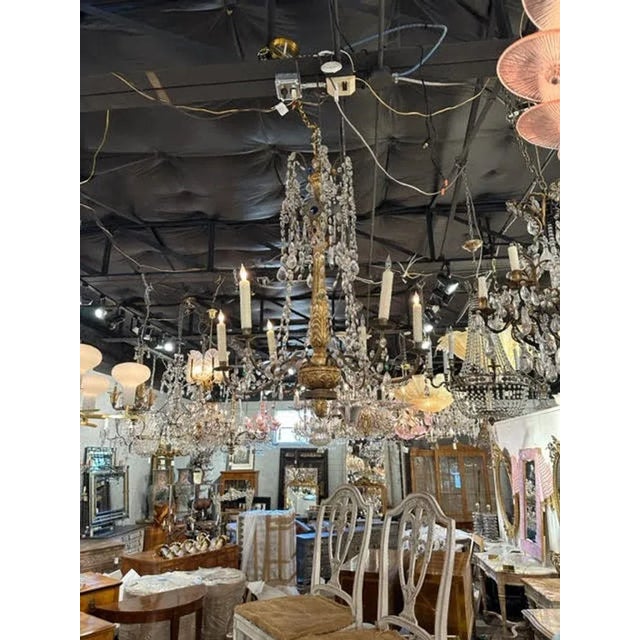 Gold 18th Century Italian Giltwood and Crystal Chandelier For Sale - Image 8 of 8