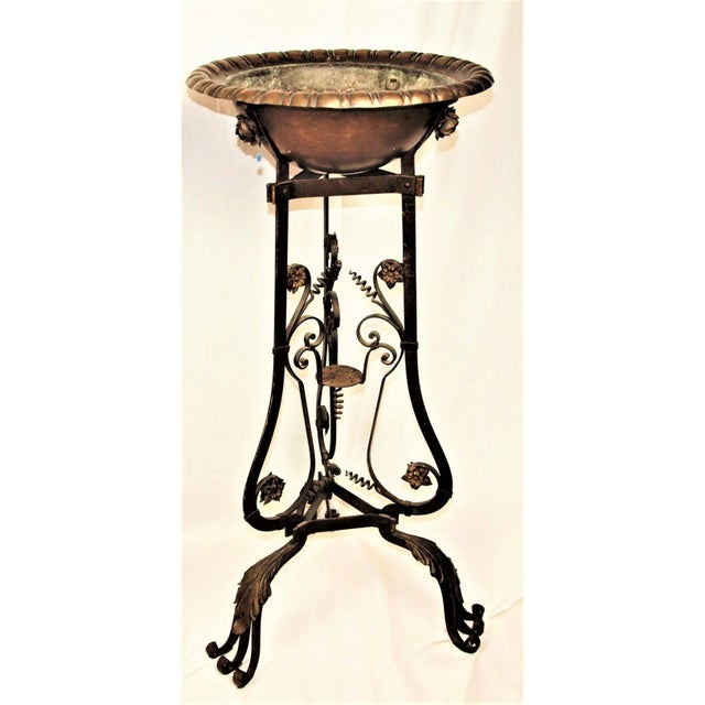 1900 - 1909 Antique Art Nouveau Iron Brass and Copper Planters - A Pair For Sale - Image 5 of 13