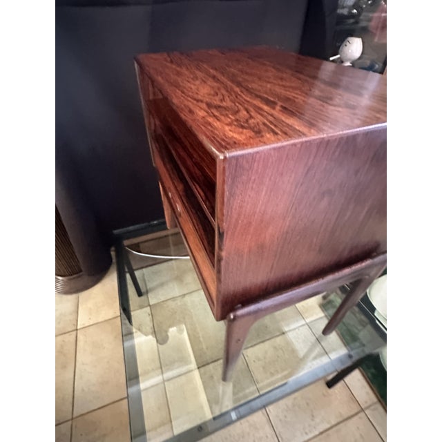 Arne vodder & vamo, made in denmark small side table or bedside table, in palisander, 2 storage niches and 1 drawer. its...