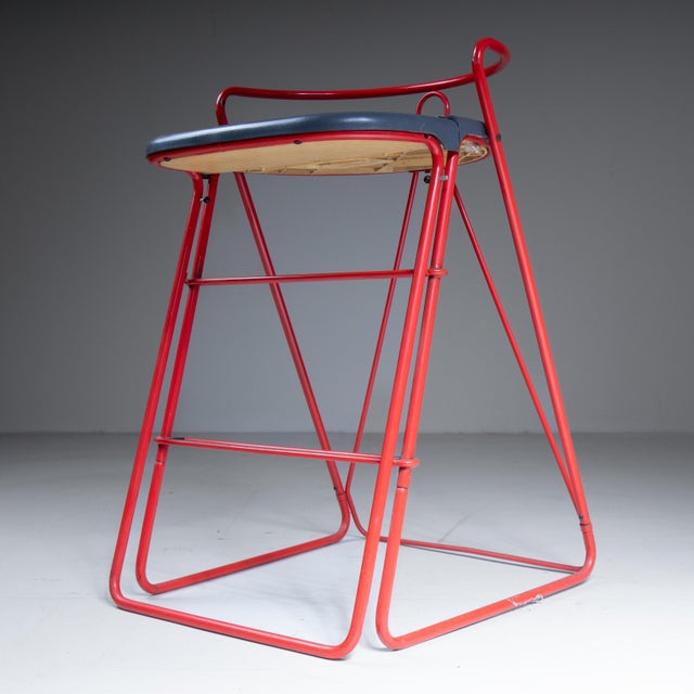 Vintage Navy Velvet Stool For Sale - Image 4 of 11