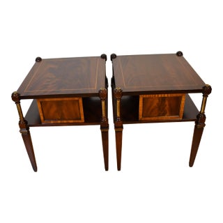 1930 English Regency Flame Mahogany Side Accent Tables For Sale