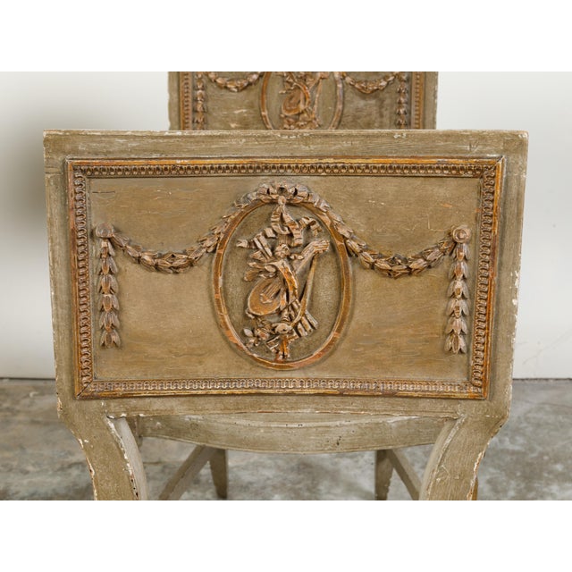 Set of Four French 18th Century Painted Side Chairs with Liberal Arts Allegory For Sale - Image 10 of 10