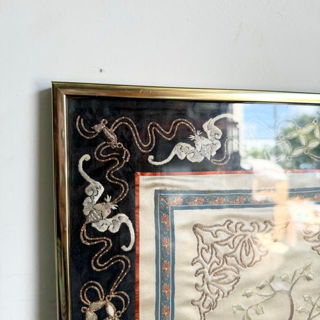 Asian Framed Silk Embroidery For Sale In Miami - Image 6 of 7