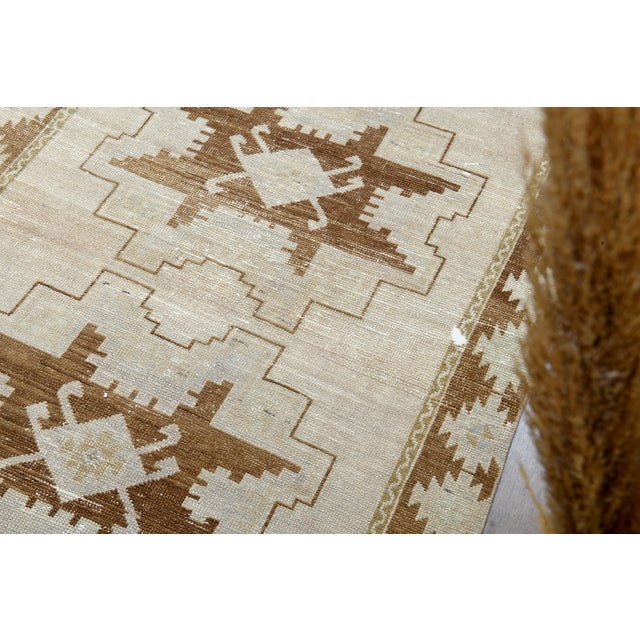 Textile 1970s Vintage Handmade Wool Cotton Beige Runner Rug For Sale - Image 7 of 11