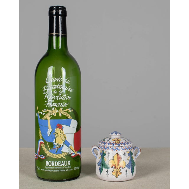 19th Century French Faience Fleur-De-Lis Lidded Pot, Hand-Painted For Sale - Image 12 of 12