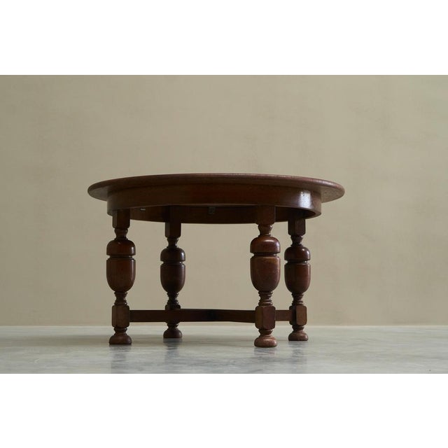 Wood Vintage Round Coffee Table with Baluster Legs in Oak by H. Pander & Zonen, 1920s For Sale - Image 7 of 12