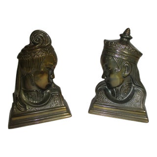 Vintage Asian Brass Bookends - Pair For Sale