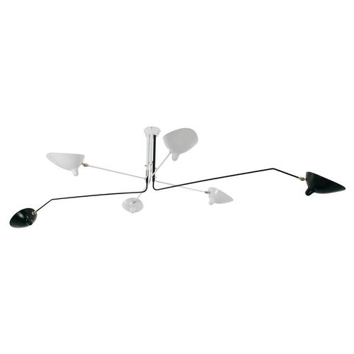 Black and White Six Rotating Arms Ceiling Lamp by Serge Mouille For Sale - Image 10 of 10