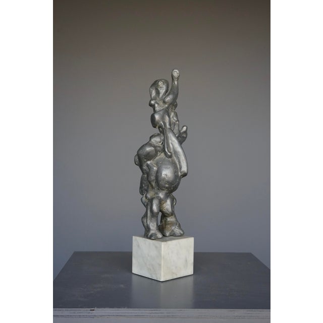Large Abstract Sculpture, 1960s, Lead on a Marble Base For Sale - Image 4 of 11