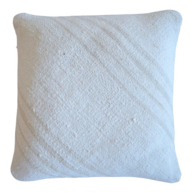 Vintage Handmade Hemp Kilim Rug Pillow Cover For Sale