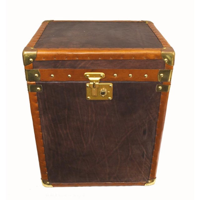Brown Steamer Trunk in Leather For Sale - Image 8 of 8