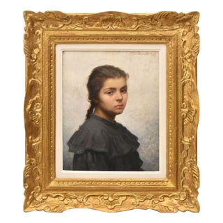 Félix Alfred Bonnet, Portrait Young Woman with a Braid, 1897, Oil on Canvas For Sale