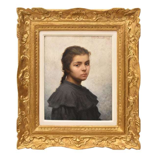Félix Alfred Bonnet, Portrait Young Woman with a Braid, 1897, Oil on Canvas For Sale