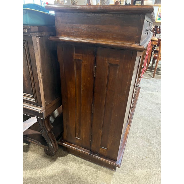Dark Wood Three Drawer Two Door Dry Bar For Sale - Image 4 of 8