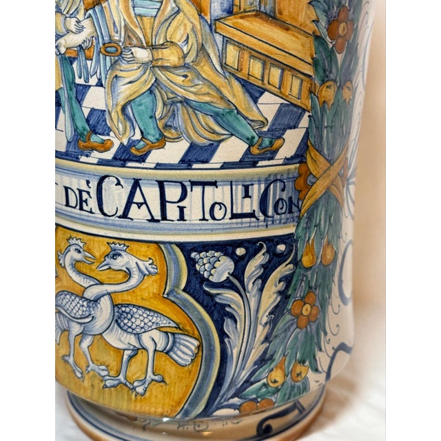 Deruta Deruta Italian Art Pottery Francesca Niccacci Hand Painted Large 17” Apothecary Pharmacy Jar For Sale - Image 4 of 12