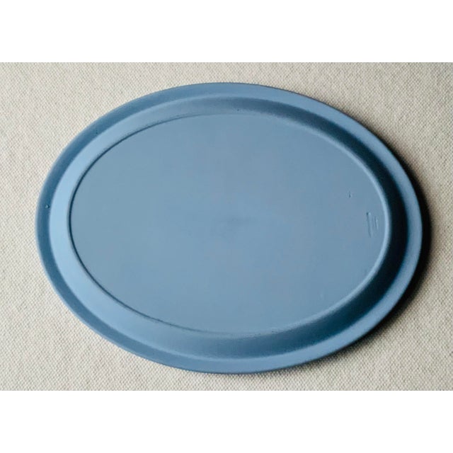 Blue Vintage Wedgwood Light Blue Jasperware Cupid and Psyche Oval Tray For Sale - Image 8 of 18