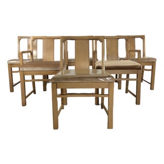 Set of 6 Mid Century Modern Dining Chairs With Limed Walnut Finish For Sale