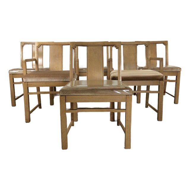 Set of 6 Mid Century Modern Dining Chairs With Limed Walnut Finish For Sale
