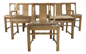 Set of 6 Mid Century Modern Dining Chairs With Limed Walnut Finish
