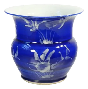 Ceramic Vase in White on Blue Background, China
