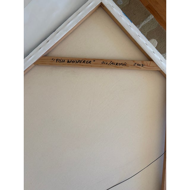 "Fish Whisper" by Jorge Santos, Original Painting, Acrylic on Canvas, 72" X 36" 2006 For Sale - Image 13 of 15