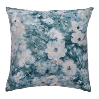 Friends and Anemones Slate Pillow on Cotton/Linen Blend For Sale