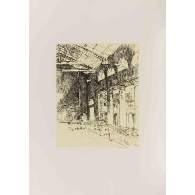 Walter Piacesi, The Market in Senigallia, Etching, 1970s For Sale - Image 3 of 3