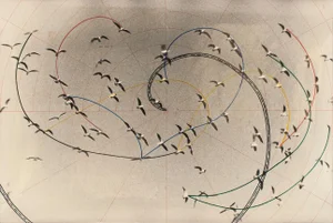 Pino Settanni, Flight of Swallows, 2000s, Original Mixed Media